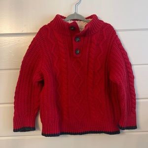 Baby Gap Red Henley Sweater with navy trim. Size 3T